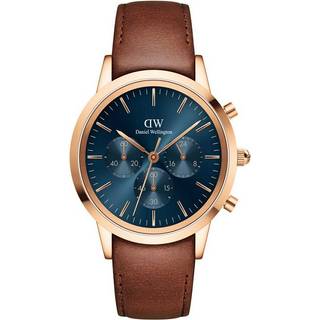 Daniel Wellington Iconic Chronograph Arctic Blue Dial Leather Strap Men's Watch DW00100639