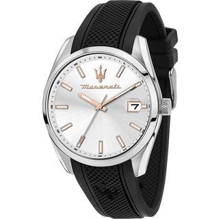 Maserati Attrazione Quartz Silver Dial Black Silicone Strap Men's Watch R8851151006