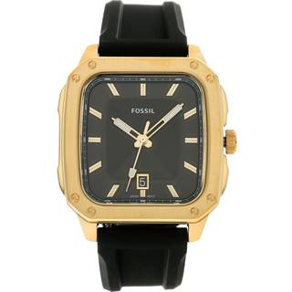 Fossil FS5981 Inscription Gold Plated Black Silicone Strap Watch - W10311