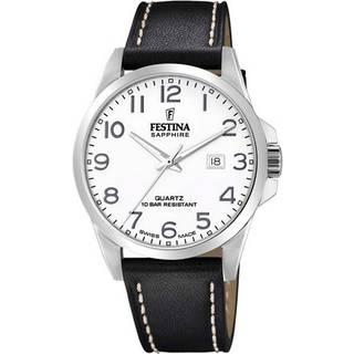 Festina Swiss Made herreur i stål med hvid urskive