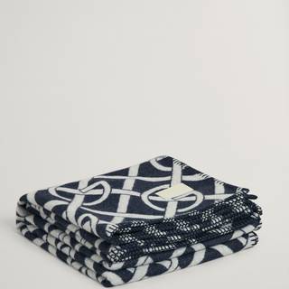 Gant Home G-pattern Plaid 130x180 Cm Midnatsblå - Plaider & Tæpper Uld Evening Blue - 853102102-433