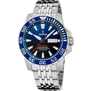 Festina Diver herreur i stål med blå urskive