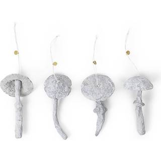 Mushroom Ornaments - Set of 4 - Faded White