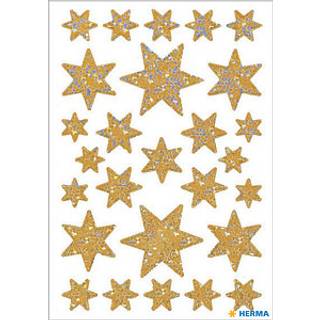 Herma stickers selvklæbende klistermærker - Decor julestjerne guld glitter