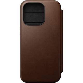 iPhone 15 Pro Nomad Modern Leather Folio Cover - MagSafe Kompatibel - Brun