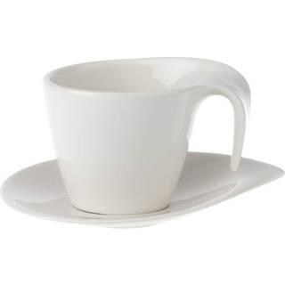 Villeroy & Boch Flow Morgenmadskop Med Underkop - Kaffekopper Porcelæn Hvid - 24136-24137