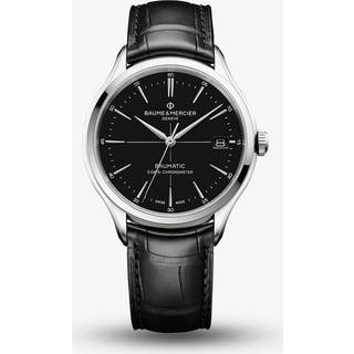 Baume & Mercier Clifton Baumatic Automatic Black Dial Black Leather Strap Men’s Watch BM0A10692