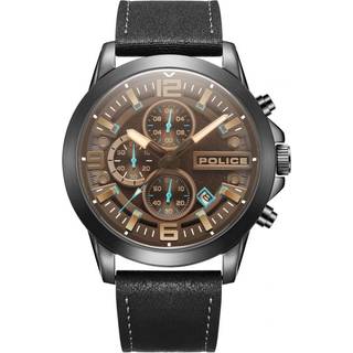 Police Flow Chronograph Black Leather Strap Watch - W44120
