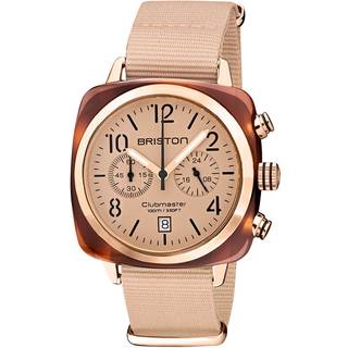Briston Clubmaster Classic Quartz Movement Nude Dial Textile Strap Men's Watch 20140.PYA.T.36.NTN