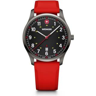 Wenger City Sports Quartz Black Dial & Red Rubber Strap 01.1441.130