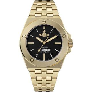 Vivienne Westwood Leamouth Black Dial Gold PVD Bracelet Unisex Watch VV271BKGD