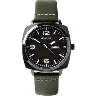 Sekonda Airborne Quartz Black Dial Green Strap Men's Watch 1990