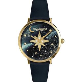 Olivia Burton Gold Celestial Sapphire Blue Dial Leather Watch - Gold - Black
