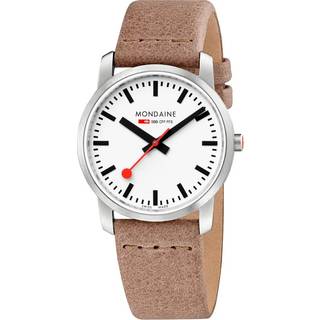 Mondaine Simply Elegant Quartz White Dial Brown Leather Strap Unisex Watch A400.30351.16SBG