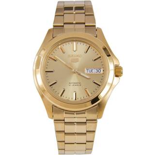 Seiko 5 Automatic Gold Dial Gold PVD Stainless Steel Bracelet Men's Watch SNKK98K1