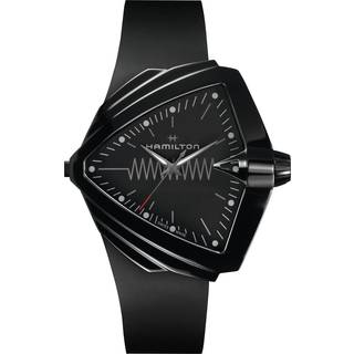 Hamilton Ventura XXL Bright Black Dial Black Silicone Strap Men's Watch H24604330
