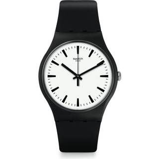 Swatch SwatchPAY! Blackback Pay Quartz White Dial Black Silicone Strap Unisex Watch SVIB105-5300