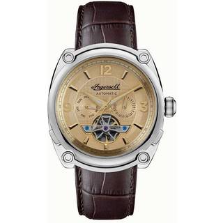 Ingersoll ‘The Michigan’ Automatic Champagne Chronograph Dial Brown Leather Strap Men's Watch I01108