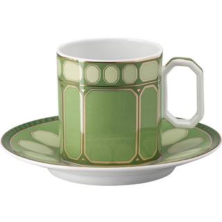 Signum Kaffeetasse mit Untertasse, Porzellan, Grün