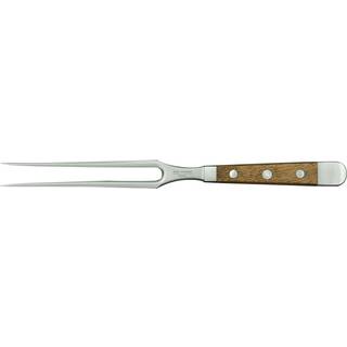 Güde Alpha Fasseiche Fleischgabel 18 cm - CVM-Messerstahl - Griffschalen Weinfass-Eichenholz - Braun,Silber
