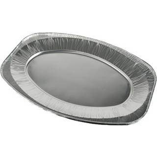 10 stk. Elegante Ovale Serveringsfade i Aluminium – Perfekt til Festbuffet 43x29 cm