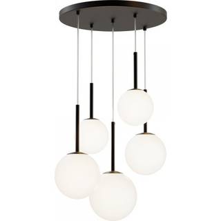 Maytoni hængelampe Basic form, sort, Ø 58 cm, 5 lyskilder af glas