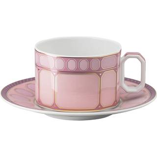 Signum Teetasse mit Untertasse, Porzellan, Rosa