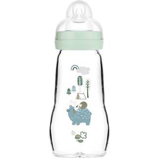 MAM Feel Good Glass Bottle 260 ml 0+ måneder bjørn og pindsvin