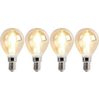 Sæt med 4 E14 dæmpbare LED-lamper P45 guld 3,5W 330 lm 2100K