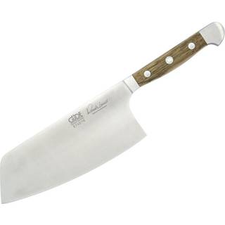 Güde Alpha Fasseiche Chai Dao Messer 16 cm - CVM-Messerstahl - Griffschalen Weinfass-Eichenholz - Braun,Silber