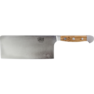 Güde Alpha Olive Hacker / Hackmesser 18 cm - CVM-Messerstahl - Griffschalen Olivenholz - Braun,Silber