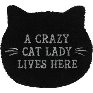 Schwarze Cat Lady Fußmatte in Katzenform