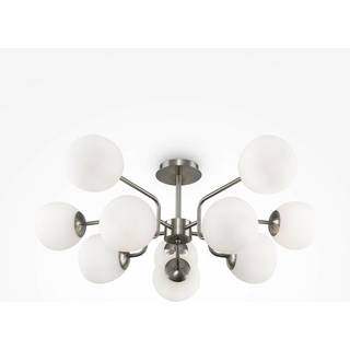 Maytoni loftlampe Erich, nikkelfarvet, glas/metal 10 lyskilder.
