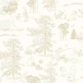 Disney Winnie The Pooh Toile Beige Peel & Stick Wallpaper af v?relseskammerater RMK12622RL