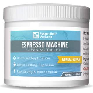 Væsentlige værdier espresso -maskine rengøringstabletter (30 tabletter) kompatible med Breville Barista Express Gaggia Delonghi Jura Philips - Un