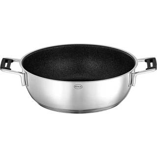 Rösle Silence PRO Servierpfanne 28 cm mit Antihaftversiegelung ProResist - Edelstahl - Schwarz,Silber
