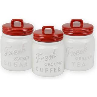 DII Kitchen Accessories Collection Ceramics Jar Canister Set Red 3