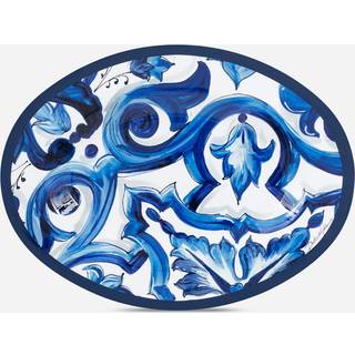 Dolce&Gabbana Casa Serving And Trays - 'Blu Mediterraneo' round wooden tray in Multicolor 100% Medium-density fibreboard