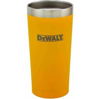 DEWALT 20 oz rustfrit ståltumbler - gul, dobbeltvægget vakuumisolation, 18/8 rustfrit stål, spildsikkert flip-top låg