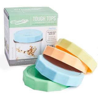 Masontops Tough Tops - Ball Wide Mouth Mason Jar L?gs Plastik L?kage - Multifarvet plast Mason Jar L?g - Genanvendelige konservesl?g Fit Ball Jar