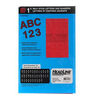 Overskriftskilt 31113 Stick-on vinylbogstaver og tal rød 1-tommer lavet i USA