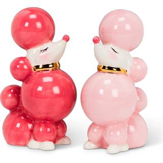 Abbott Collection lyserød puddel salt- og peberbøsse sæt, 3,5 tommer høj - finurlig keramisk duo til hundeelskere