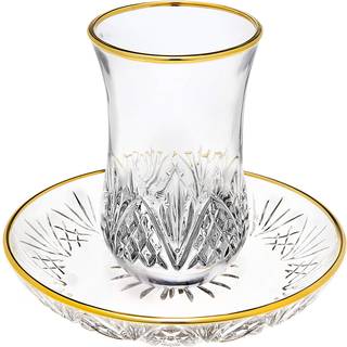 Godinger Dublin Crystal Kiddush Cup og tallerken med guldkant