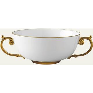 L'Objet Tableware - 'Aegean' soup bowl with two handles, gold in Gold Porcelain