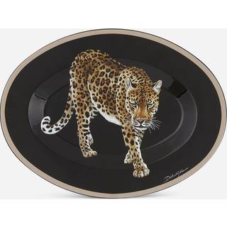 Dolce&Gabbana Casa Serving And Trays - 'Leopardo' round wooden tray in Multicolor 100% wood