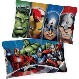 Jay Franco Marvel Avengers Halo 2 Pack Pillowcase - Dobbeltsidet børn Super Soft Strenge Funktioner Captain America Hulk Iron Man & Spiderman