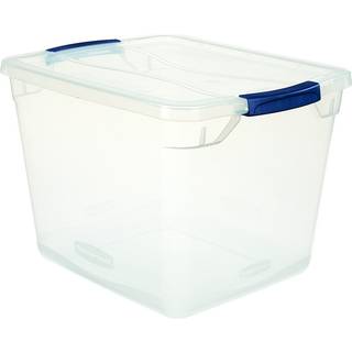 Rumbermaid Clever Store Latching Storage Tote Container Clear 30-QT (FG3Q2500CLMCB)