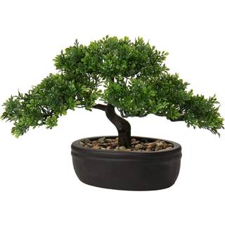 Kunstig bonsai træ Juniper faux planter indendørs små falske planter indretning med keramiske gryder til hjemmebord Office Desk badeværelse Hylde