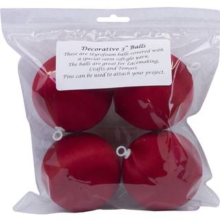 Handy Hands Red Decor Satin Covered Styrofoam Balls 3 """" 4/Pkg-Christmas 3-tums