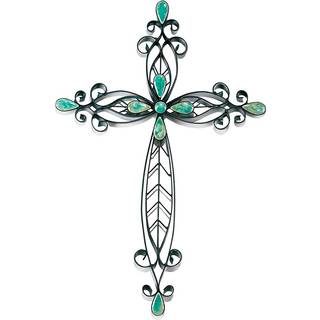 Dicksons filigran Black Turquoise Stones 20 tommer metal dekorativt h?ngende v?gkryds